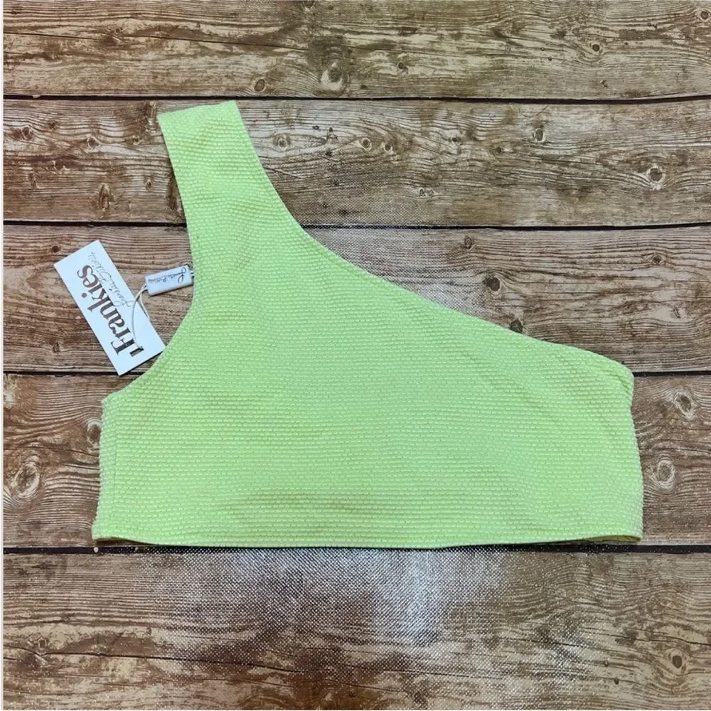 NWT Frankie’s Bikinis zuma brikini top in sundance bright lemon lime
